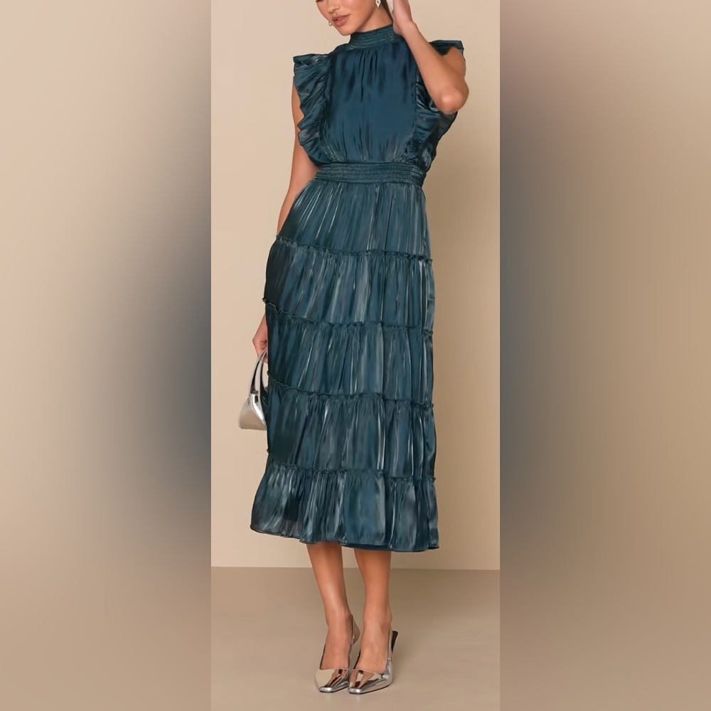 Lulu's Teal Maxi Dress - Picture 2 of 12